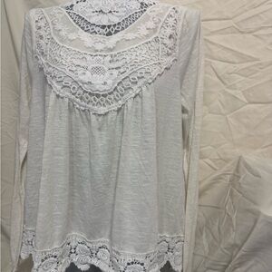 Hint of Mint White Lace Long Sleeve Top